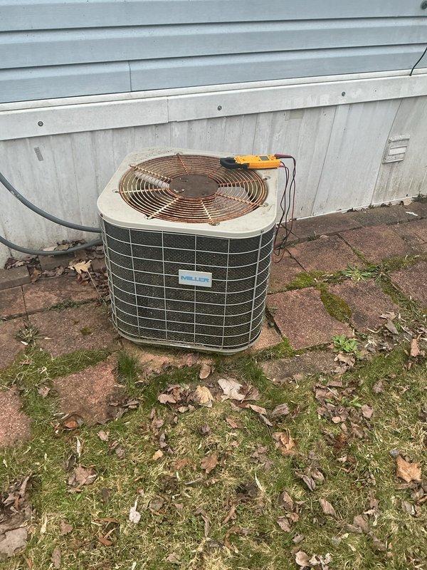 Completed annual cooling maintenance on residential HVAC system. Performed comprehensive inspection of indoor air handler unit and outdoor condenser, checked refrigerant levels and electrical connections, examined copper line insulation for deterioration, and verified proper system operation. No deficiencies were identified during the preventive maintenance visit.