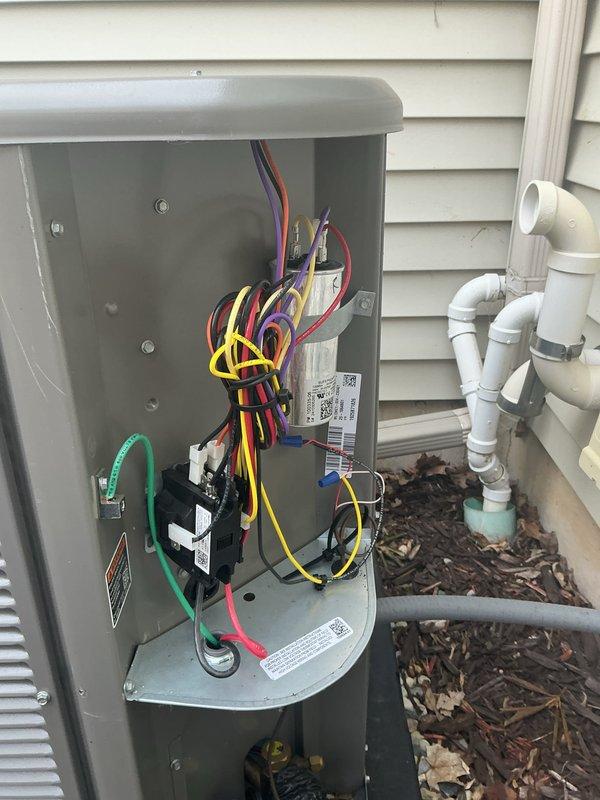 Completed routine Air Care Cooling maintenance on residential HVAC system. Performed comprehensive inspection of outdoor condensing unit, including examination of electrical control panel components, contactors, and wiring connections. Inspected evaporator coil fins for cleanliness and proper airflow, noting normal dust accumulation consistent with regular operation. All electrical components, condensate drain lines, and heat exchanger surfaces were evaluated and found to be functioning within normal parameters.