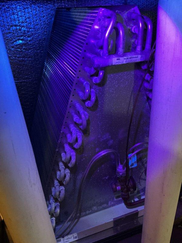 Completed annual cooling maintenance on residential HVAC system. Performed comprehensive inspection of evaporator coil, air handler unit, and refrigerant lines in mechanical closet. All components found operating within normal parameters with no deficiencies noted. System tested and confirmed ready for cooling season.