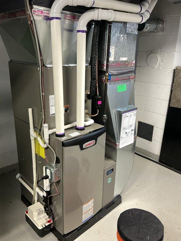 Completed scheduled Air Care Cooling maintenance on Lennox HVAC system. Performed comprehensive inspection of evaporator coil assembly, verified refrigerant line connections and serpentine copper tubing configuration, and documented system conditions with all components operating within normal parameters.