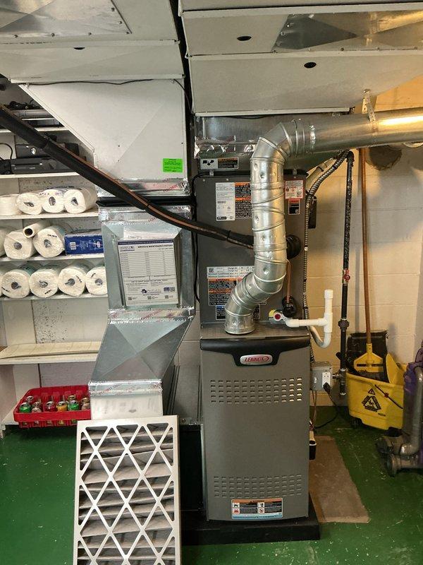 Completed annual cooling maintenance on Lennox HVAC system. Performed comprehensive inspection of evaporator coil assembly, refrigerant lines, and blower components. Replaced air filter and evaporator pad as part of routine maintenance protocol. Verified all electrical connections, checked refrigerant line insulation integrity, and confirmed proper operation of all system components. Unit operating within normal parameters upon completion.