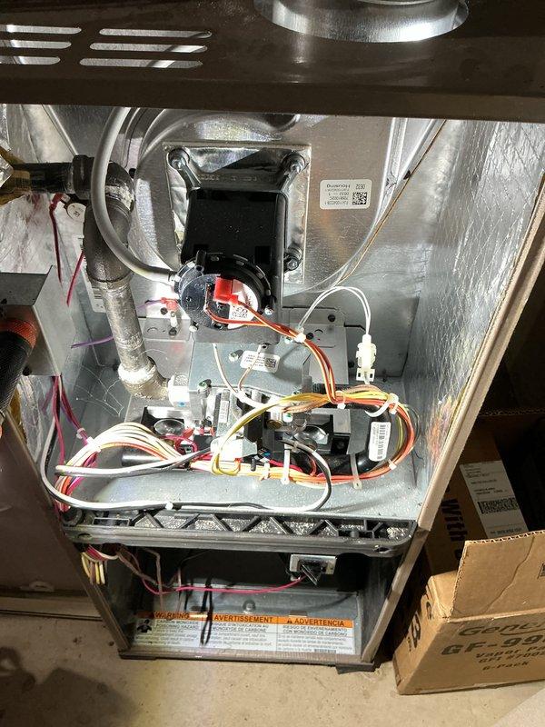 Completed comprehensive air handler maintenance inspection on gas/electric furnace unit. Performed thorough cleaning of internal components including blower motor assembly, inspected all electrical connections and wiring harnesses for proper operation, and verified system controls and safety mechanisms were functioning correctly.