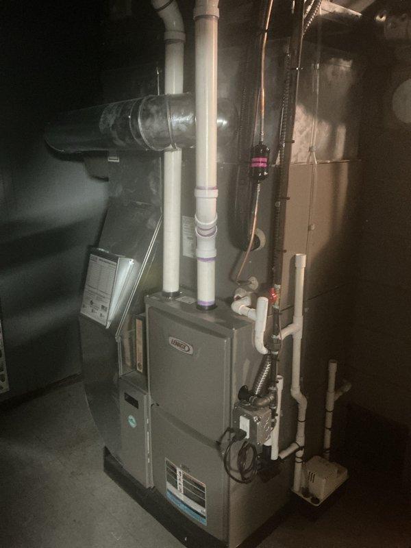 Completed annual heating and cooling maintenance on Lennox furnace and air conditioning system. Performed comprehensive inspection of all internal components including gas valve assembly, control board, electrical connections, and safety mechanisms. Supplied and installed new air filter and humidifier pad as part of routine preventative maintenance to ensure optimal system performance and efficiency for the upcoming season.