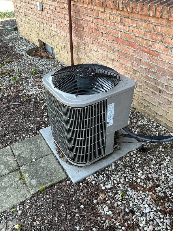 Completed routine seasonal air conditioning maintenance on a 10-year-old outdoor condenser unit. Performed comprehensive system inspection including checking refrigerant levels, testing electrical connections, cleaning condenser coils, verifying proper airflow through the fan assembly, and inspecting drainage lines. All components were found to be operating within normal parameters with no deficiencies noted. System is functioning properly and ready for continued seasonal use.