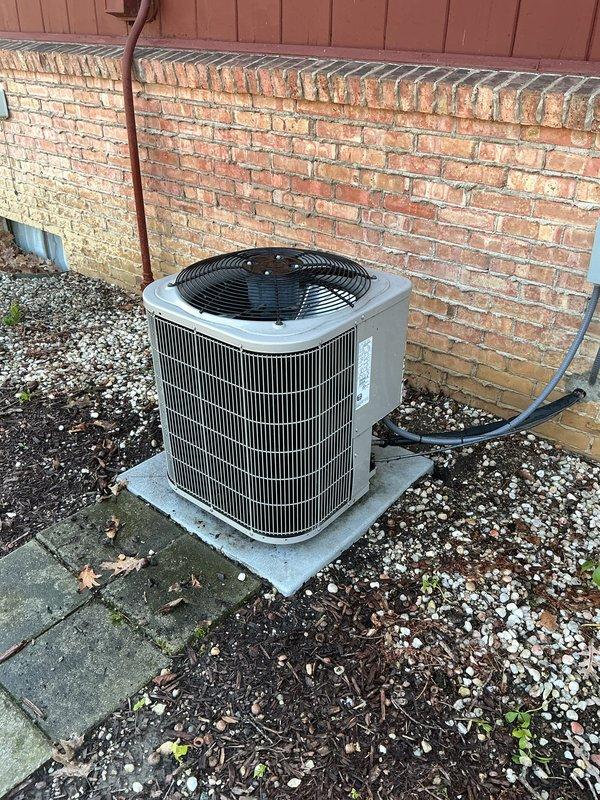 Completed routine seasonal air conditioning maintenance on a 10-year-old outdoor condenser unit. Performed comprehensive system inspection including checking refrigerant levels, testing electrical connections, cleaning condenser coils, verifying proper airflow through the fan assembly, and inspecting drainage lines. All components were found to be operating within normal parameters with no deficiencies noted. System is functioning properly and ready for continued seasonal use.