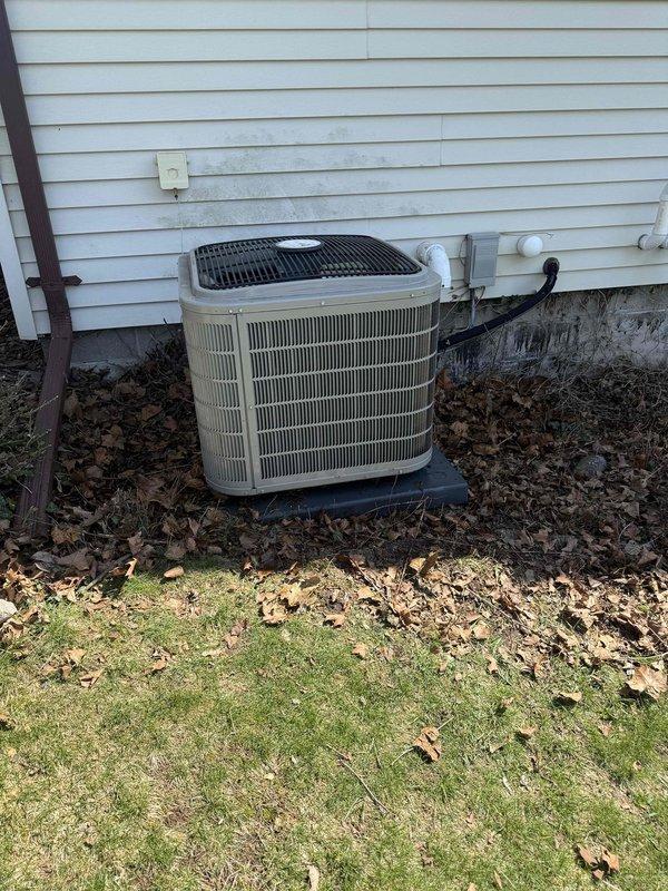 Completed annual cooling maintenance on residential AC system. Inspected outdoor condenser unit, verified proper operation of all components, and identified filter replacement needed. Recommended filter change to maintain optimal system performance and air quality.