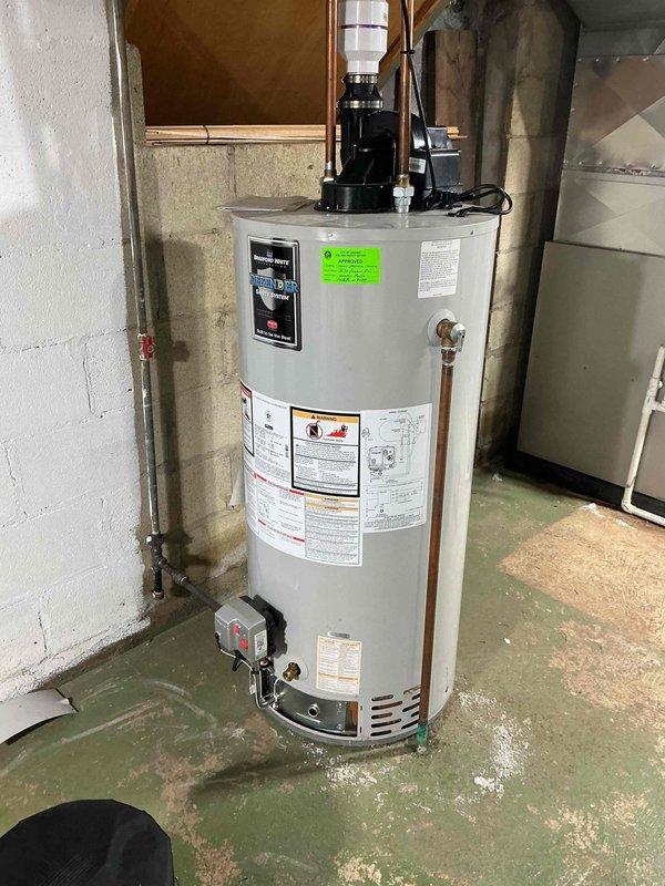 Responded to service call for post-flood inspection of 2019 Bryant furnace and water heater located in basement. Performed comprehensive diagnostic inspection of furnace internal components including gas valve assembly, burner chamber, electrical connections, control board, and PVC condensate drainage system. Inspected water heater and surrounding area, noting visible water damage on concrete floor from recent flooding. All mechanical and electrical components were examined for water intrusion, proper operation, and safety compliance following flood remediation.