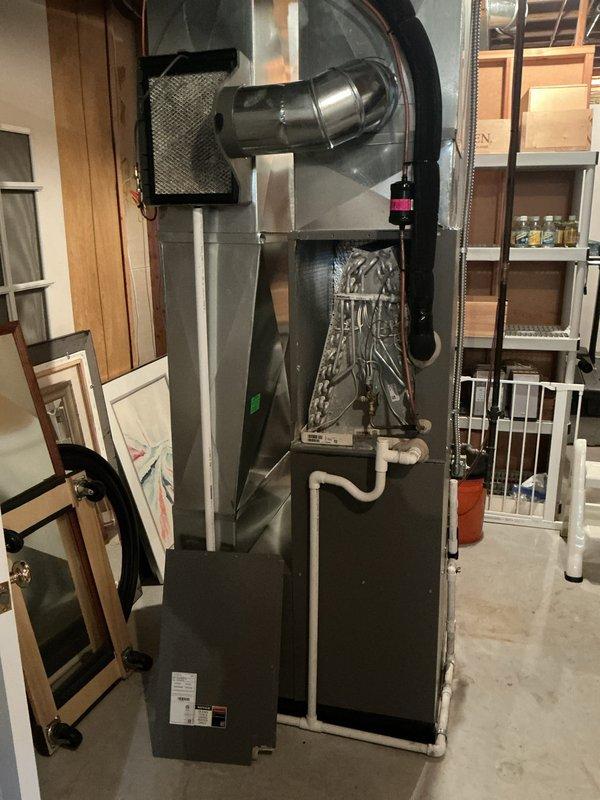 Completed annual HVAC maintenance inspection on residential air handler and furnace system. Identified filter requiring replacement and installed new filter to ensure proper airflow and system efficiency. Performed comprehensive system check of internal components including blower motors, gas valve assembly, control board, and electrical connections; all components found to be operating within normal parameters.