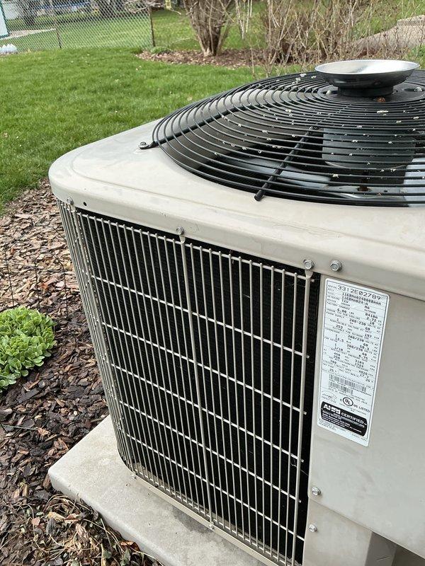 Completed annual cooling maintenance on residential air conditioning system. Performed comprehensive inspection of outdoor condenser unit, verifying proper operation of fan motor and compressor. Inspected condenser coil fins for cleanliness and damage, confirmed adequate airflow through heat exchanger. Replaced indoor air filter with 16x25x2 pleated filter as needed. Verified unit is mounted securely on concrete pad with proper clearances maintained. System operating within normal parameters with no deficiencies noted at time of service.