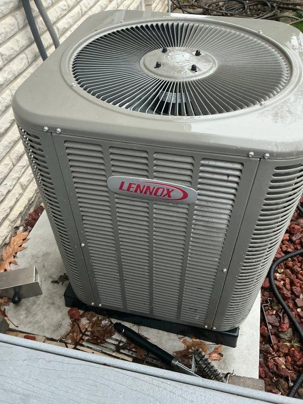 Responded to service call for malfunctioning thermostat displaying blinking error. Upon arrival, performed system diagnostics and determined thermostat required replacement due to internal component failure. Installed new compatible thermostat, programmed system settings, verified proper communication with Lennox outdoor condensing unit, and tested heating and cooling operation to confirm full system functionality.