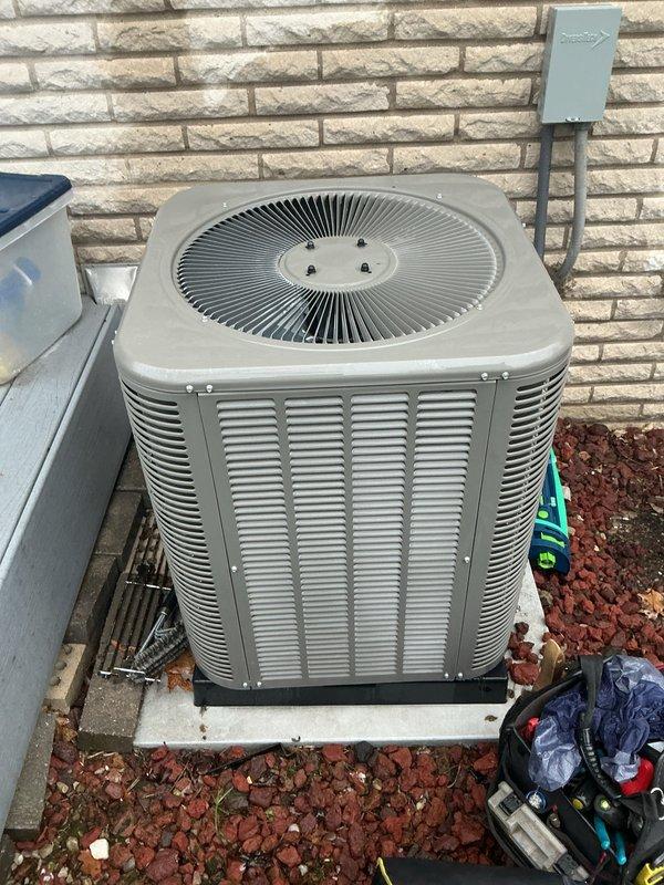 Responded to service call for malfunctioning thermostat displaying blinking error. Upon arrival, performed system diagnostics and determined thermostat required replacement due to internal component failure. Installed new compatible thermostat, programmed system settings, verified proper communication with Lennox outdoor condensing unit, and tested heating and cooling operation to confirm full system functionality.