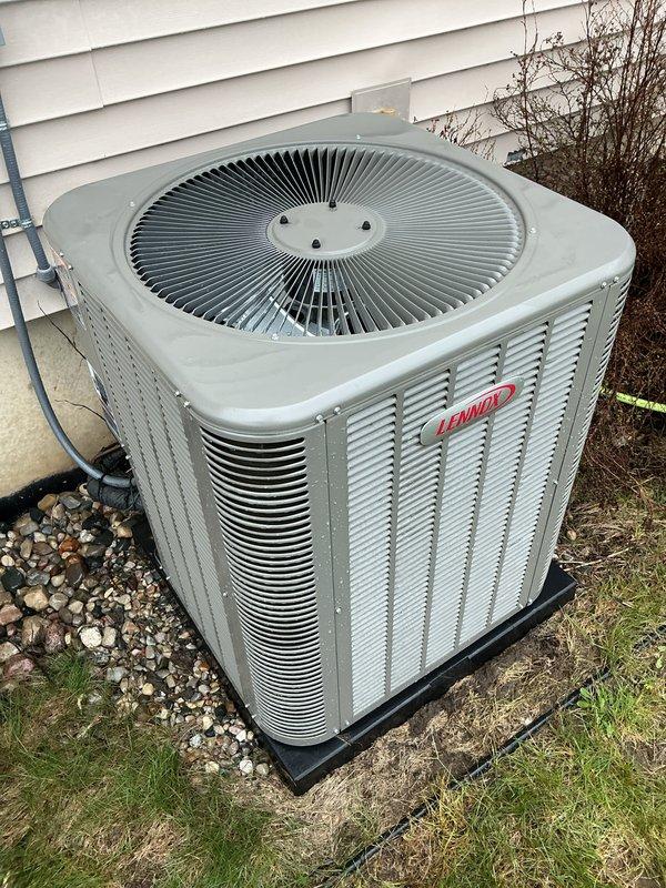 Completed annual cooling maintenance on Lennox outdoor condensing unit. Performed comprehensive system inspection, cleaned condenser coils, checked refrigerant levels and electrical connections, verified proper airflow through fan assembly, and confirmed unit operational status with no deficiencies noted.