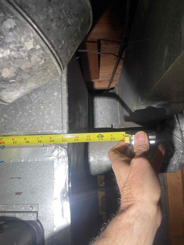 Responded to no-heat call caused by flood damage to existing HVAC system. Performed on-site assessment and measurements of current furnace installation, evaluating equipment dimensions, clearances, and existing ductwork connections in confined space. Provided estimate for complete furnace and air conditioning system replacement due to flood-damaged equipment being non-operational.