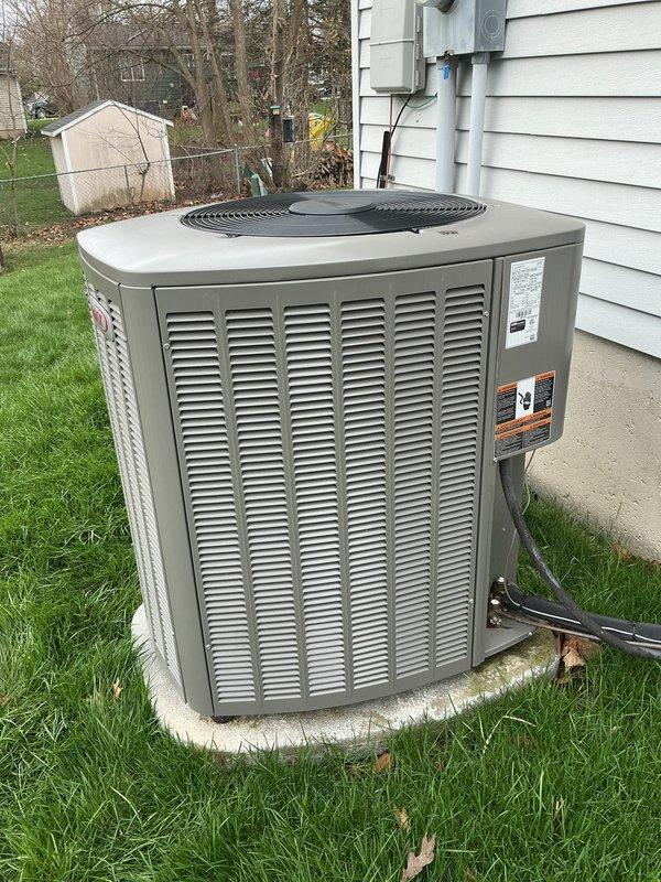 Completed annual cooling maintenance on Lennox outdoor condensing unit. Performed comprehensive system inspection including visual assessment of unit condition, electrical connections, refrigerant lines, and condensate drainage. Verified unit is properly positioned on concrete pad with adequate clearances for airflow and service access. Inspected condenser coil, fan motor assembly, and electrical disconnect box. Confirmed all safety labels and manufacturer information are visible and intact. Unit operational and ready for cooling season.
