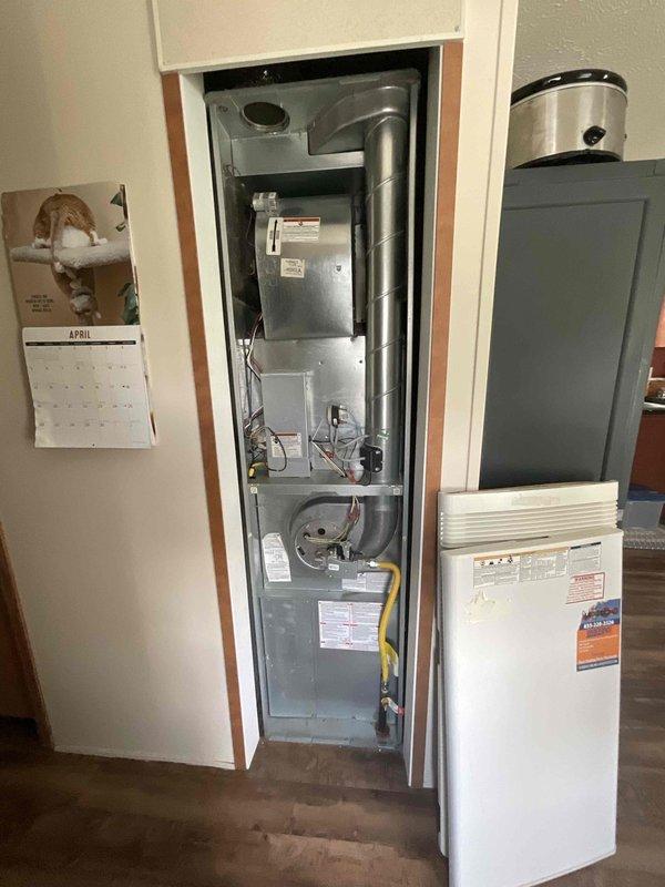 Provided comprehensive estimate for complete HVAC system replacement including new air conditioning unit and natural gas furnace to be installed in existing location between bedroom and kitchen. Evaluated current vertical furnace installation in closet space, assessed existing ductwork configuration and electrical panel capacity to determine equipment specifications and installation requirements for new system.