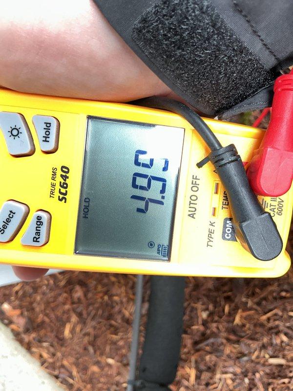 Completed annual cooling maintenance on residential HVAC system. Performed electrical diagnostics using digital multimeter, recording voltage readings of 737V and 30.75V at various test points on the outdoor condensing unit. Inspected and tested all electrical connections, wiring harnesses, and component functionality to ensure safe and efficient operation for the cooling season.