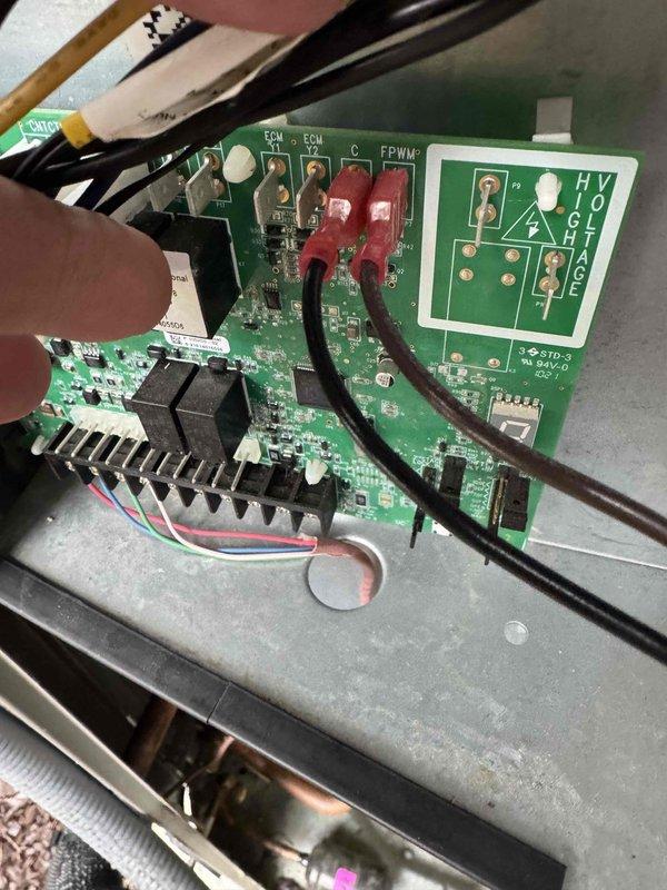 Completed warranty return service to replace failed condenser fan motor (part #19u98) and defective condenser circuit board (part #16x41). Both components were successfully installed and system was tested to verify proper operation of the outdoor unit.