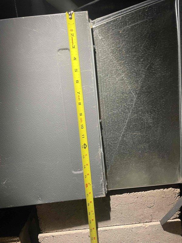Completed replacement estimate for a 25-year-old central air conditioning system. Documented existing electrical panel configuration showing dedicated AC circuit breakers and assessed current equipment installation including ductwork measurements and clearances. Customer has flexibility on replacement timeline for the aging system.