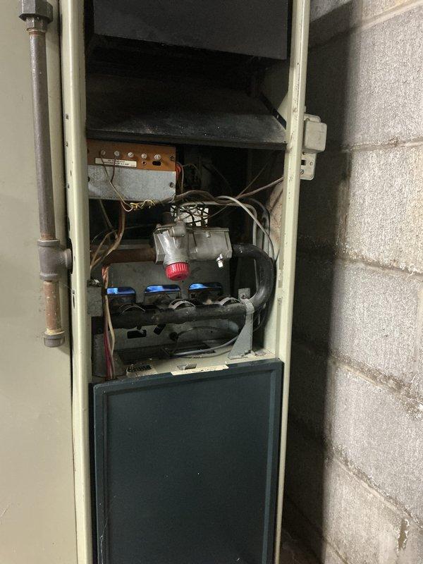 Completed routine maintenance on secondary furnace system. Performed comprehensive inspection of blower motor assembly, control board connections, and electrical components. Verified proper operation of all system functions, checked wiring connections for security, and documented equipment condition through photographic records for service history.