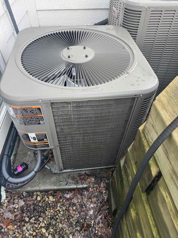 Completed comprehensive ComfortGuard maintenance package on residential HVAC system including interior furnace inspection and exterior condenser unit servicing. Interior work involved accessing furnace cabinet, inspecting blower motor assembly, electrical connections, and all internal mechanical components for proper operation and wear. Exterior maintenance included thorough inspection of dual condenser units, verifying fan operation, checking refrigerant levels, cleaning coils, and ensuring proper airflow through louvers. All components found to be in good working condition with no immediate repairs required; system operating within manufacturer specifications.
