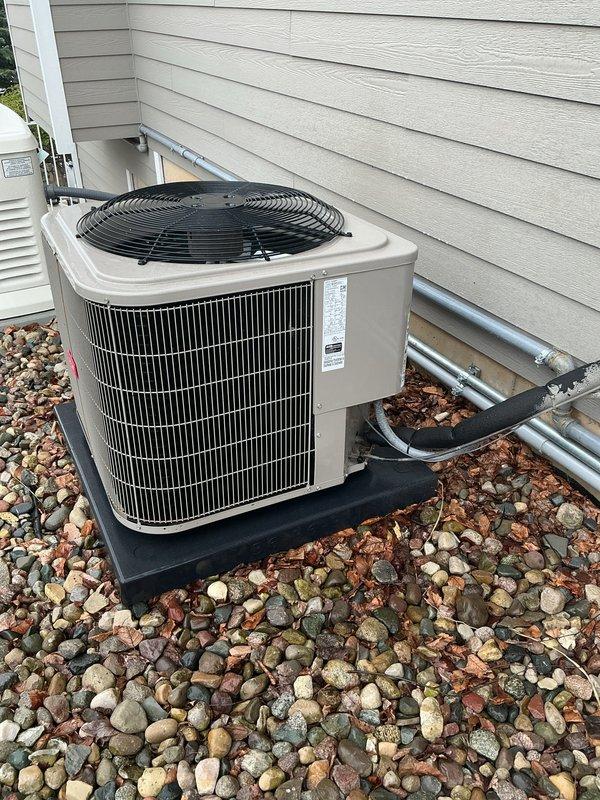 Completed annual cooling maintenance on residential air conditioning system. Performed comprehensive inspection of outdoor condenser unit, verified proper operation of compressor and condenser fan motor, checked refrigerant levels and electrical connections, cleaned condenser coils, and confirmed unit is operating within manufacturer specifications. System found in good working condition with no immediate repairs needed. All components functioning properly and unit ready for cooling season.