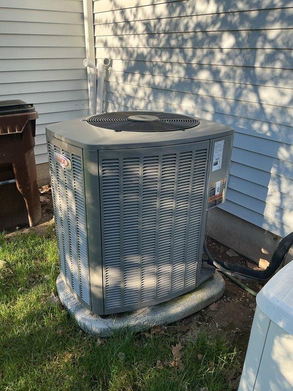 Responded to no-cooling call for 2023 Lennox EL17XC1-036-230A01 air conditioning system located in basement. Upon arrival, confirmed outdoor condenser unit was not receiving power and indoor system was non-operational. Performed diagnostic testing on electrical components, identified failed contactor preventing compressor and condenser fan operation. Replaced defective contactor with OEM equivalent part, restored power to unit, and verified proper startup sequence. Tested system operation through complete cooling cycle, confirmed compressor engagement, condenser fan rotation at proper RPM, and appropriate refrigerant pressures within manufacturer specifications. System restored to full operational status with parts and labor covered under existing warranty.