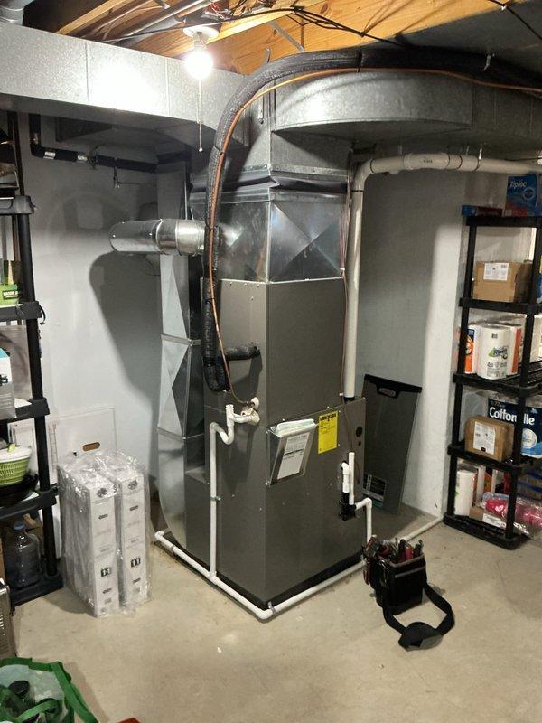Completed annual cooling maintenance on residential HVAC system. Performed comprehensive inspection of air handler unit, verified proper operation of condensate drain system with P-trap configuration, checked refrigerant lines for secure connections and proper insulation, and inspected electrical components and ductwork connections. All equipment found operating within normal parameters with no issues identified.