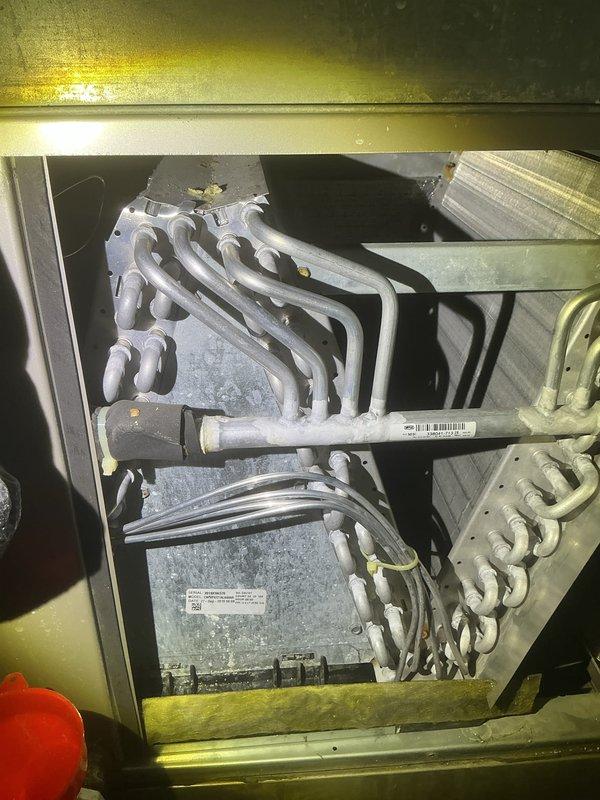 Completed routine Air Care Maintenance inspection on HVAC system. Performed thorough examination of heat exchanger coils, refrigerant lines, electrical connections, and blower assembly. All components were inspected using UV lighting to detect potential leaks or abnormalities. System found to be operating within normal parameters with no immediate service needs identified.