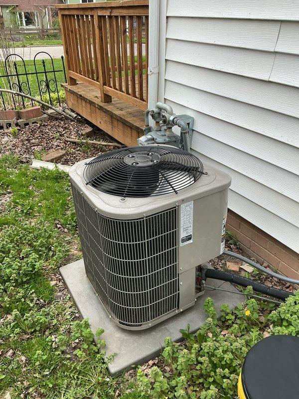 Completed annual cooling maintenance on residential outdoor condensing unit. Performed comprehensive system inspection including visual assessment of unit condition, refrigerant line connections, electrical conduit, and mounting pad stability. Unit found in good operating condition with proper clearances maintained and all components functioning as designed.