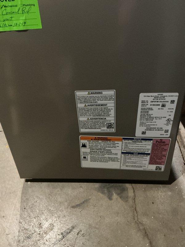 Completed routine Air Care Cooling maintenance inspection on HVAC system. Performed standard ACM protocol including visual inspection of unit components, verification of manufacturer labels and specifications, and photographic documentation of equipment condition. All systems operating within normal parameters with no immediate service needs identified.