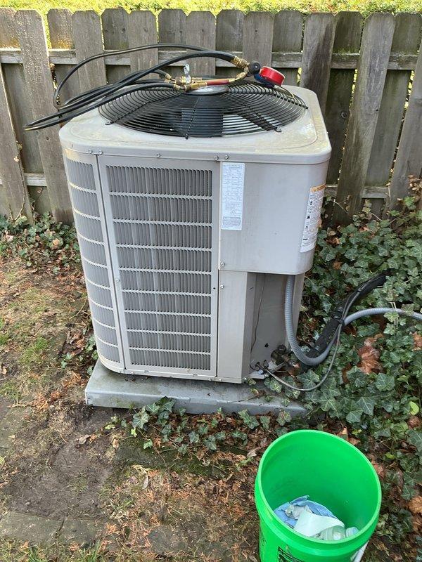 Completed annual cooling maintenance on two outdoor Bryant condenser units. Performed comprehensive system inspection including cleaning condenser coils, checking refrigerant lines and electrical connections, and verifying proper operation of both units. Replaced MERV 10 air filters (quantity: 2) in the E-Z Flex filtration system to maintain optimal indoor air quality and system efficiency. Both units operating within normal parameters upon completion of preventive maintenance service.