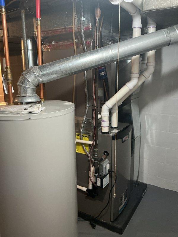Completed annual preventive maintenance on residential air conditioning system. Inspected furnace and air handler unit, replaced dirty air filter with new filter to ensure proper airflow and system efficiency. Verified all mechanical components, ductwork connections, and associated plumbing were functioning properly with no immediate concerns noted.