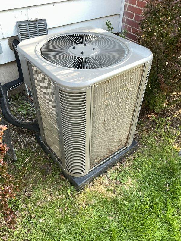 Completed annual cooling maintenance on residential air conditioning system. Performed comprehensive inspection of outdoor condenser unit, tested capacitor readings with multimeter showing 39.15 MFD, and replaced air filter and evaporator pad as needed. Unit operating within normal parameters with no deficiencies noted.