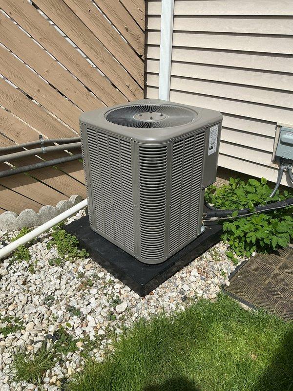 Completed annual cooling maintenance on residential air conditioning system. Inspected outdoor condenser unit, verified proper operation of compressor and condenser fan motor, checked refrigerant lines and insulation integrity, and confirmed unit is level on pad with adequate clearance. Cleaned condenser coils, checked electrical connections, and verified system is operating within manufacturer specifications.