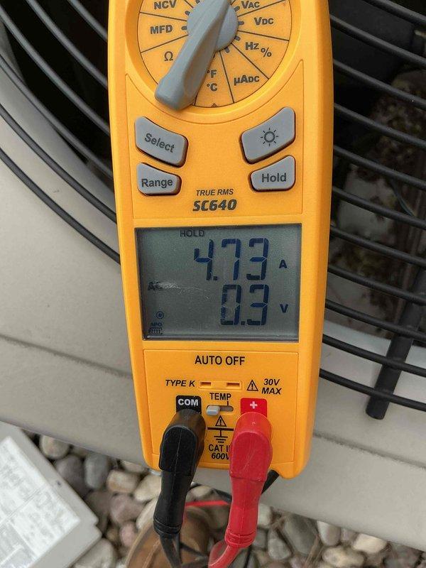 Completed annual cooling maintenance on air conditioning system. Performed comprehensive system diagnostics including amperage draw measurement at 4.73A and voltage testing at 507V on outdoor condenser unit. Replaced air filter and evaporative cooling pad as scheduled. All electrical readings within manufacturer specifications and unit operating properly.