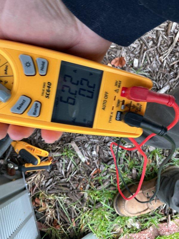 Completed annual cooling maintenance on ACM unit. Performed comprehensive system inspection, tested electrical components and recorded amperage readings using clamp meter, verified capacitor values with multimeter showing 42.72 MFD reading. All measurements within manufacturer specifications, unit operating properly with no deficiencies noted.