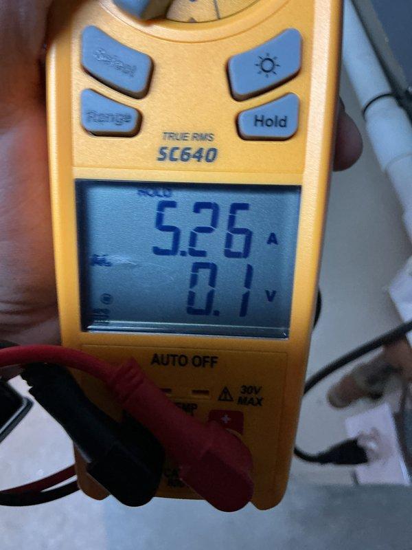 Completed routine maintenance and tune-up on central air conditioning system. Performed comprehensive system diagnostics using digital multimeter to measure amperage draw and voltage readings at the outdoor condensing unit. All electrical measurements fell within manufacturer specifications, indicating proper compressor and fan motor operation. Conducted standard preventive maintenance procedures including inspection of all system components. System operating efficiently with no deficiencies noted at time of service.