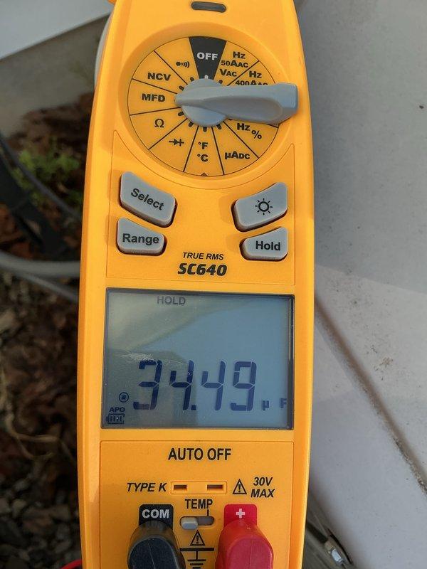 Completed annual cooling maintenance inspection on HVAC system. Performed diagnostic testing and measurements using digital multimeter to verify proper electrical performance and system functionality. All components tested within normal operating parameters.