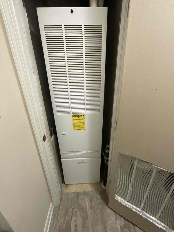Provided comprehensive estimate for HVAC system replacement under buy-one-get-one furnace and air conditioner promotion. Assessed existing 23-year-old equipment currently operational and located in interior utility closet, documented vertical furnace installation configuration with adequate electrical service panel access, and prepared replacement specifications for new high-efficiency heating and cooling system.