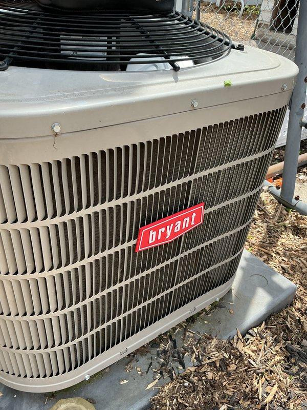 Completed annual cooling maintenance on Bryant outdoor condensing unit. Performed comprehensive system inspection, verified electrical readings showing 476 amps and proper voltage levels using digital multimeter, confirmed fan motor operation and condenser coil condition. Unit operating within normal parameters with no deficiencies noted.