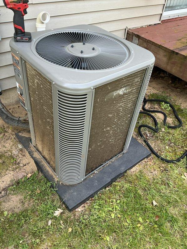 Completed annual cooling maintenance on residential split system air conditioning unit. Performed comprehensive electrical diagnostics including capacitor testing with digital multimeter to verify proper microfarad readings and ensure reliable compressor and condenser fan motor operation. Inspected outdoor condensing unit, cleaned components, and verified all mechanical and electrical connections for optimal system performance.