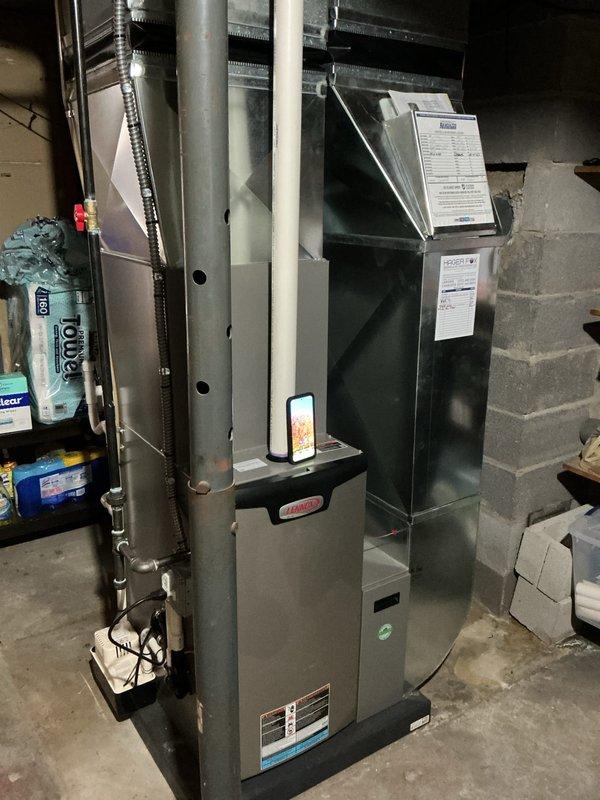 Completed annual cooling maintenance on residential HVAC system. Performed comprehensive inspection of furnace and air handler unit, examined evaporator coil assembly with A-frame configuration and verified proper copper refrigerant line connections. Documented system condition through photographic records showing all major components including ductwork, control devices, and coil assembly with reflective insulation. All equipment operational and ready for cooling season.