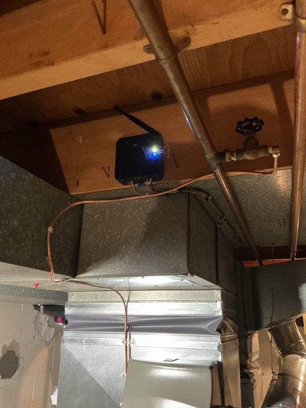 Responded to service call for 3-year-old furnace in basement with red indicator light, inadequate heating performance, and excessive dust distribution throughout home. Upon inspection, found air filtration system with compromised mesh filter requiring attention. Evaluated HVAC system including ductwork, copper refrigerant lines, and air handler components. Addressed airflow restrictions affecting system performance and indoor air quality. Verified proper operation of damper controls and blower assembly. System restored to normal operating parameters with improved air circulation and filtration efficiency.