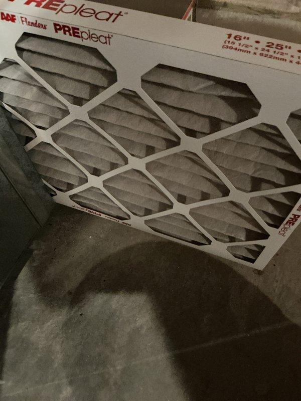 Completed annual cooling maintenance on HVAC system. Inspected evaporator coil unit and verified proper operation, replaced 18x25x1 pleated air filter with new AAF Flanders PREpleat filter, and checked condensate drain line for proper flow and function.