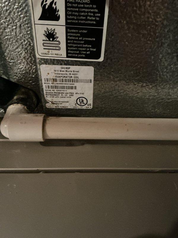 Completed annual cooling maintenance on HVAC system. Inspected evaporator coil unit and verified proper operation, replaced 18x25x1 pleated air filter with new AAF Flanders PREpleat filter, and checked condensate drain line for proper flow and function.