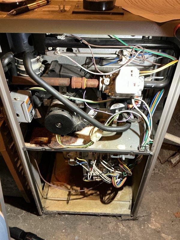 Completed comprehensive HVAC tune-up and city rental certification inspection on approximately 10-year-old furnace system located in basement. Performed full system evaluation including internal mechanical and electrical component inspection, blower motor assessment, wiring connections verification, and ductwork examination. Inspection also included humidifier operation check, thermostat functionality testing, and hot water tank evaluation as required for city certification compliance. Customer advised that service will need to be rescheduled with proper city certification forms provided to finalize certification documentation.
