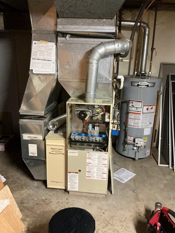 Responded to no heat call on 30-year-old furnace that was unresponsive to thermostat commands with no error codes displayed. Upon inspection, accessed furnace control panel and diagnosed failed control board preventing unit from receiving thermostat signals. Replaced defective integrated furnace control module, verified proper wiring connections, and tested system operation through multiple heating cycles to confirm thermostat communication and ignition sequence were fully restored.