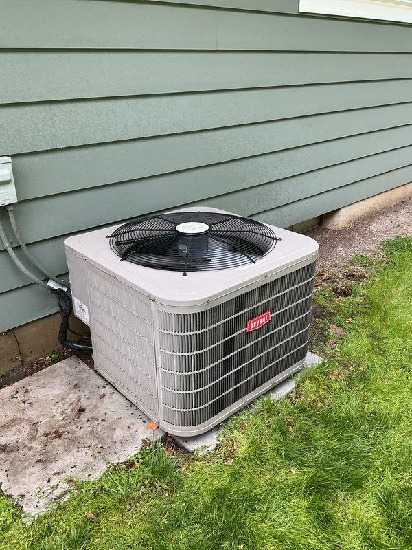 Completed annual cooling maintenance on Bryant air conditioning system. Performed comprehensive inspection of outdoor condensing unit, replaced air filter, and installed new evaporator pad. Unit operating within normal parameters upon completion of service.