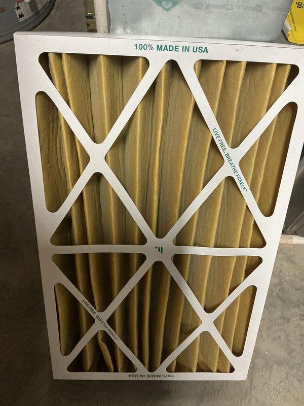 Completed scheduled air conditioning maintenance service. Inspected evaporator coil and replaced dirty air filter with new USA-made pleated filter to restore proper airflow and system efficiency. Evaluated evaporator pad condition per maintenance protocol.