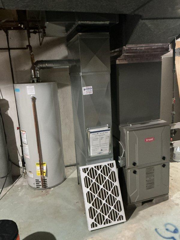 Completed annual cooling maintenance on Bryant HVAC system. Performed comprehensive inspection of furnace unit, ductwork assembly, and air handling components. Replaced air filter with new pleated media filter. Inspected all copper piping connections, ventilation systems, and mechanical components for proper operation. All equipment found to be in good working condition with no issues identified during the maintenance visit.
